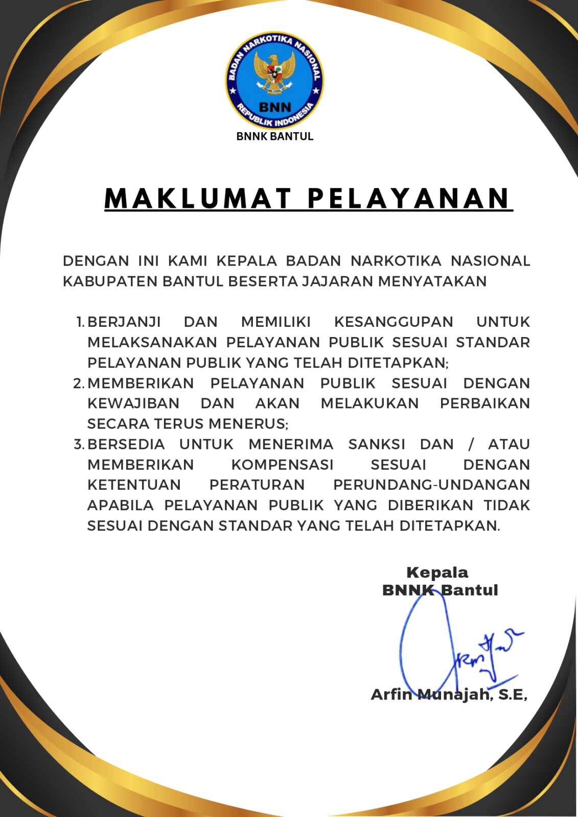 MAKLUMAT PELAYANAN BNNK BANTUL MAKLUMAT PELAYANAN page 0001